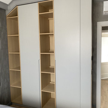 Gray And Brown Fitted Wardrobe