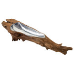 Dimond Home - Dimond Home 162-010 Teak Root Bowl With Aluminum Insert, Long - Dimond Home 162-010 Teak Root Bowl With Aluminum Insert - Long.