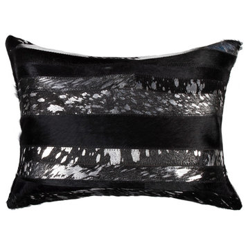 Torino Madrid Pillow 12"x20", Black & Silver
