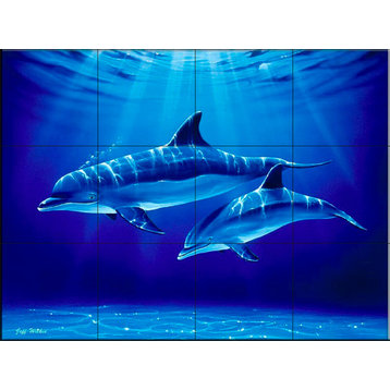 Tile Mural, Dolphin Dive by Jeff Wilkie