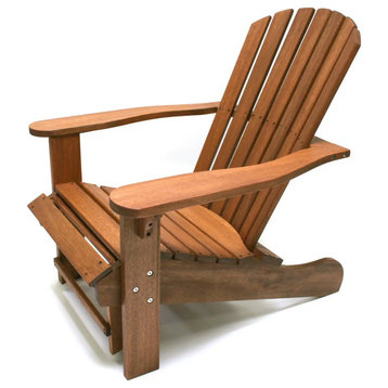 Classic Adirondack Chair, Eucalyptus Hardwood, Slanted Seat & Wide Arms, Brown