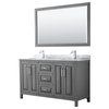 60" Double Vanity,Dark Gray,White Carrara Marble Top,Sinks,58" Mirror