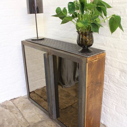 Fiona Asymmetric Mirrored Door and Reclaimed Scaffolding Board Hall Unit with Sh - Products