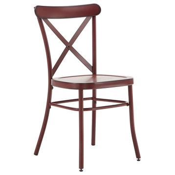 Haley Metal Dining Chairs, Set of 2, Antique Berry