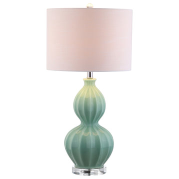 Faye 28" Glass Table Lamp, Seafoam Green