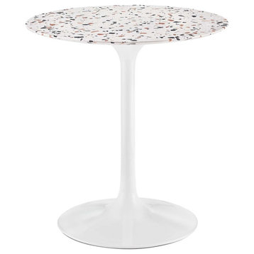 Modway Lippa 28" Round Modern Terrazzo/Metal Dining Table in White