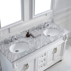 Abodo 60 inch Transitional Double Sink Bathroom Vanity Set White Finish - Bathroom Vanities And Sink Consoles