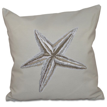 Polyester Decorative Outdoor Pillow, Starfish, 18"x18"