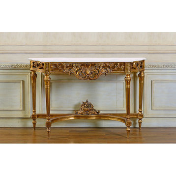 Rosia 53.15" Long Console Table, White Marble