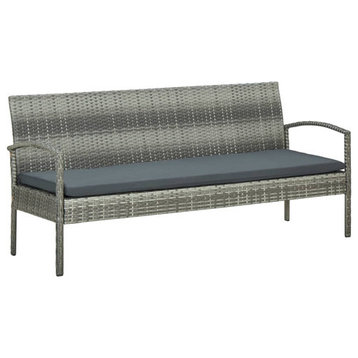 vidaXL Patio 3-Seater Sofa Patio Furniture Sofa for Backyard PE Rattan Gray