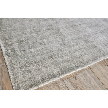 Stone Wash Gazni Hand Loomed Wool and Bamboo Silk Gray/Taupe Area Rug, 10'x14'