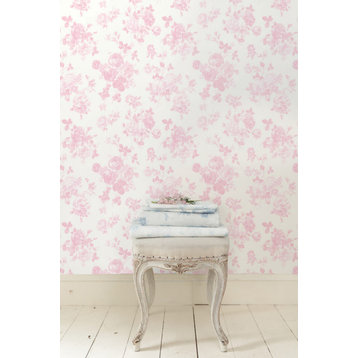 Everblooming Rosettes Pink Jam Cabbage Rose Bouquets Wallpaper Bolt