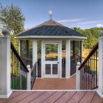 A Multilevel Outdoor Oasis featuring Timbertech Decking and Screened In Gazebo