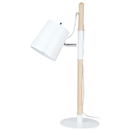 Aspen Creative 40205-11, 21-3/4" High Metal & Wood Desk Lamp, White Finish