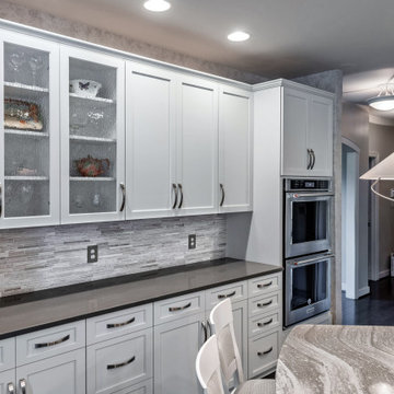 Contrasting White and Dark Gray Cabinets and Countertops in Crownsville, MD