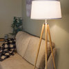 Kira Home Grace 61" Mid Century Tripod LED Floor Lamp, 9W Bulb, White Fabric