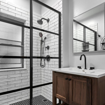 Vanity and Walk-in Shower - Transitional Master Bathroom Remodel In Buena Park