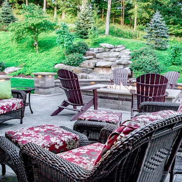 Hillside Luxury Landscaping with Linear gas Firepit
