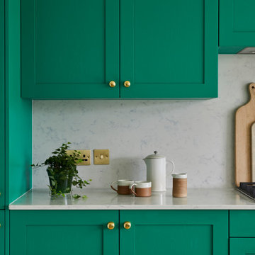 Emerald Green Kitchen in 1930's London Home