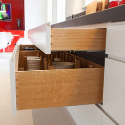 Modern Bespoke Kitchen - Studio One Design - Glassware and Plate Storage