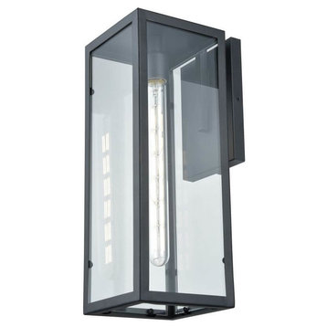 Baker Street 1-Light Outdoor Wall Sconce, Black With Clear Glass