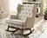 Iona Retro Fabric Upholstered Button-Tufted Wingback Rocking Chair, Light Beige