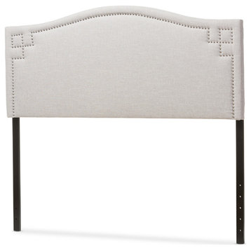 Aubrey Fabric Upholstered Headboard, Grayish Beige, Queen
