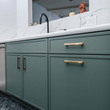 Crystal Cabinet Works - Cascade door style shown in Green Haze