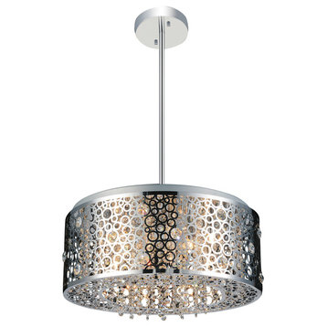 Bubbles 7 Light Drum Shade Chandelier With Chrome Finish