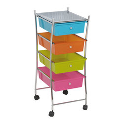 Evideco - Rolling Storage Cart, 4 Drawers - Bathroom Cabinets