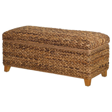 Bowery Hill Woven Banana Leaf Bedroom Bench in Amber and Honey
