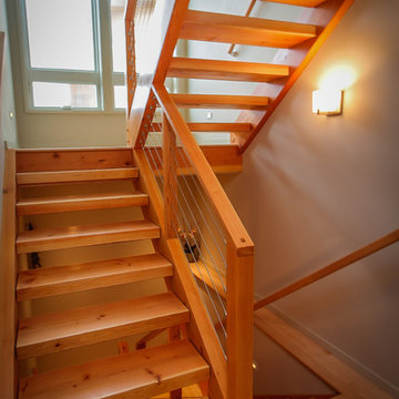 timber stairs with stacked stringers