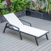 LeisureMod Marlin Patio Chaise Lounge Chair With Armrests, White