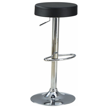 Benzara BM69050 Stylish And Elegant Backless Adjustable Bar Stool, Black