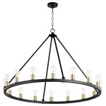 Quorum - Quorum Paxton 16 Light Chandelier, Noir and Aged Brass - Part of the Paxton Collection