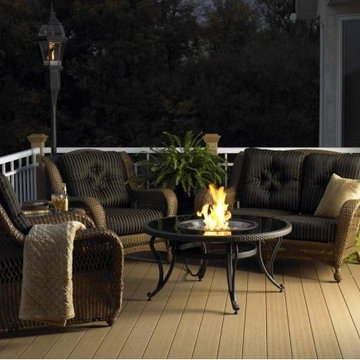 42-Inch Fire Pit Table With Black Glass Top And Crystal Fire Burner