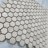 Golden Beach Moleanos Beige Limestone 1" Hexagon Mosaic Tile Honed, 1 sheet
