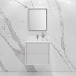 Volini Vanity Unit with Stone Basin (Matte White 600mm) - Bathroom Vanity Units & Sink Cabinets