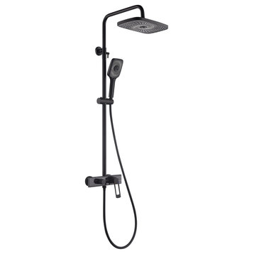 Dual Handle Shower System With Multi-Function Hand Shower, Matte Black