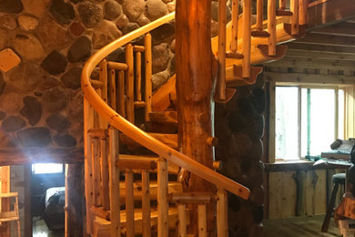 Inspiration for a small craftsman staircase remodel in Other