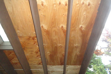 Cedar Tongue and Groove soffit before and after