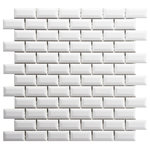 SomerTile - 12"x12" Victorian Subway Porcelain Mosaic Tiles, Beveled White, Set of 10 - Pieces Per Case: 10