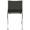 LeisureMod Lima Modern Acrylic Chrome Base Black Dining Side Chair Set of 4