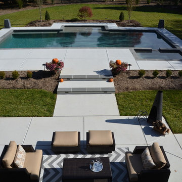 South Charlotte Custom Geometrical Pool and Spa