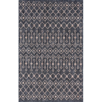 Unique Loom Charcoal Gray Tribal Trellis Outdoor 5' x 8' Area Rug