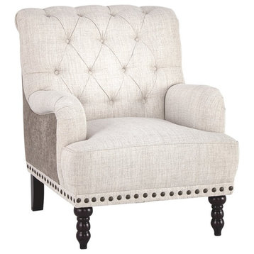 Ashley Tartonelle Tufted Accent Chair with Nailhead Trim in Ivory