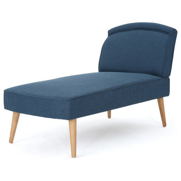 GDF Studio Jolie Mid Century Modern Fabric Chaise Lounge, Navy Blue