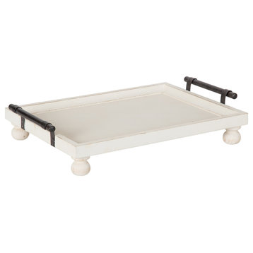 Bruillet Wooden Footed Tray, White 12x16