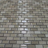 Polished Marble With Glossy Porcelain Mosaic Tile, Crema Marfill, 11 Sheets