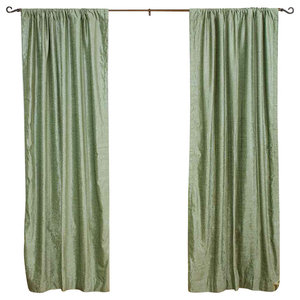 Mustard Ring Top Sheer Sari Curtain Drape Panel Piece